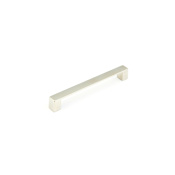 Schaub and Company Classico 6-5/16" Center to Center Square Angle Cabinet Handle / Drawer Pull - Made in Italy Satin Nickel Smooth