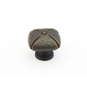 Schaub and Company Siena 1-3/8" Rustic Farmhouse Square Cabinet Knob Ancient Bronze