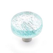 Schaub and Company Ice 1-1/2" Modern Designer Glass Round Cabinet Knob - Made in USA Aqua Pearl