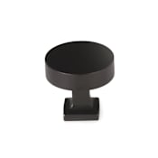 Schaub and Company Haniburton 1-1/4" Flat Disc Round Solid Brass Luxury Cabinet Knob / Drawer Knob with Square Base Matte Black