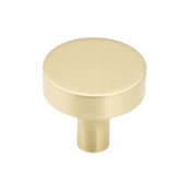 Schaub and Company Haniburton 1-1/4" Contemporary Disc Flat Round Solid Brass Luxury Cabinet Knob Satin Brass