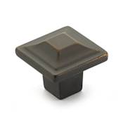 Schaub and Company Menlo Park 1-1/4" Square Pyramid Luxury Cabinet Knob / Drawer Knob Ancient Bronze