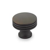Schaub and Company Menlo Park 1-1/4" Contemporary Ridged Round Disc Luxury Cabinet Knob / Drawer Knob Ancient Bronze