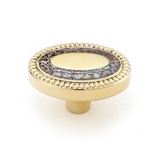 Schaub and Company Fair Isle 1-1/2" Designer Celtic Oval Solid Brass Cabinet Knob with Shell Inlays Polished Brass