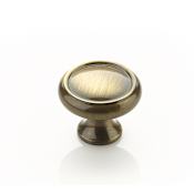 Schaub and Company Baroque 1-1/4" Solid Brass Traditional Mushroom Ringed Cabinet Knob Antique Brass
