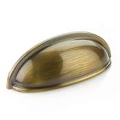 Schaub and Company Traditional Designs 3" Center to Center Solid Brass Luxury 3-3/4" Cabinet Cup Handle Pull Antique Brass
