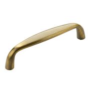 Schaub and Company Traditional 4" Center to Center Solid Brass Curved Corner Luxury Cabinet Handle / Drawer Pull Antique Brass