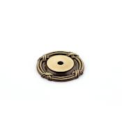 Schaub and Company Versailles 1-1/2" Round French Baroque Solid Brass Cabinet Knob Backplate / Escutcheon Antique Light Polished