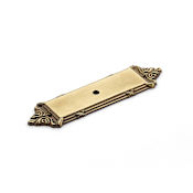 Schaub and Company Versailles Luxury French Baroque 4-1/4" Long Solid Brass Cabinet Knob Backplate / Drawer Knob Backplate - Escutcheon Antique Light Polished