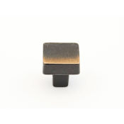 Schaub and Company Vinci 1-1/4" Luxury Modern Rustic Block Square Cast Bronze Cabinet Knob - Made in Italy Antique Bronze