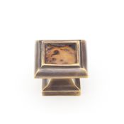 Schaub and Company Symphony Solid Brass 1-3/8" Luxury Designer Square Cabinet Knob with Shell Inlays Dark Antique Bronze / Penshell