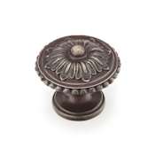 Schaub and Company Sonata 1-1/4" Floral Round Solid Brass Sunflower Mushroom Luxury Cabinet Knob / Drawer Knob Dark Antique Bronze