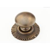 Schaub and Company Symphony - Sunburst 1-1/4" Round Decorative Solid Brass Hand Crafted Cabinet Knob with Backplate Estate Dover