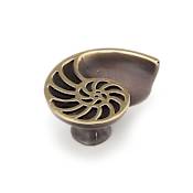 Schaub and Company Neptune 1-1/2" Nautical Shell Nautilus Solid Brass Left Side Cabinet Knob Drawer Knob from the Nature Series Dark Bronze