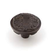 Schaub and Company Cantata 1-3/16" Decorative Venetian Round Solid Brass Luxury Scrolled Cabinet Knob from Symphony Elegance Dark Glaze