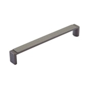 Schaub and Company Quadrato 160 mm (6.3") Center to Center Luxury Knurled Flat Square Cabinet Handle / Drawer Pull - Made in Italy Gun Metal