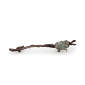 Schaub and Company Nature 3-3/4" Center to Center Solid Brass Rustic Floral Long Stem Rose Cabinet Pull Drawer Pull - "Bee on a Rose" Pompeian Bronze