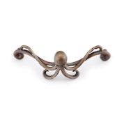 Schaub and Company Neptune 4-1/4" Center to Center Ocean Solid Brass Nautical Octopus Cabinet Handle Pull / Drawer Pull Estate Dover