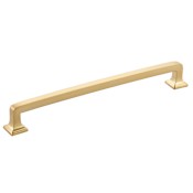 Schaub and Company Menlo Park 8" Center to Center Contemporary Square Cabinet Handle / Drawer Pull with Rounded Corners Signature Satin Brass