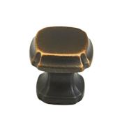 Schaub and Company Empire 1-3/8" Traditional Scalloped Edge Square Cabinet Knob / Drawer Knob Ancient Bronze