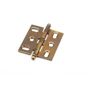 Schaub and Company PACK of 10 - Solid Brass Mortise 2" x 3/4" Cabinet Hinges with Ball Tip Finials - 10 Pack Antique Brass