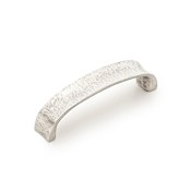 Schaub and Company Martello 5-1/16" (128mm) Center to Center Rustic Hand Hammered Britannium Pewter Cabinet Handle / Drawer Pull - Made in Italy Natural