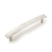 Schaub and Company Martello 7-1/2" or 8-13/16" Center to Center Rustic Hand Hammered Britannium Pewter Bar Cabinet Handle / Drawer Pull - Made in Italy Natural