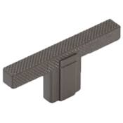 Schaub and Company Quadrato 2-1/2" "T" Bar Industrial Luxury Modern Diamond Knurled Squared Cabinet Knob - Made in Italy Gun Metal