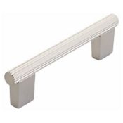 Schaub and Company Aspero 4" Center to Center Luxury Modern Ridged Round Cabinet Bar Handle / Drawer Bar Pull - Made in Spain Brushed Nickel