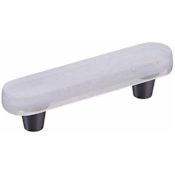 Schaub and Company Fused Glass 3" Center to Center Artisanal Modern Oval Bar Cabinet Handle / Drawer Pull - Made in USA Brushed Stainless Steel