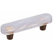Schaub and Company Fused Glass 3" Center to Center Artisanal Modern Oval Bar Cabinet Handle / Drawer Pull - Made in USA Gold