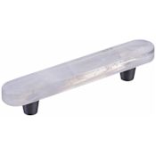 Schaub and Company Fused Glass 4" Center to Center Artisan Modern Oval Bar Luxury Cabinet Handle / Drawer Pull - Made in USA Brushed Stainless Steel