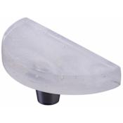 Schaub and Company Fused Glass 3" Wide Half Moon Modern Luxury Cabinet Knob / Drawer Knob - Made in USA Brushed Stainless Steel
