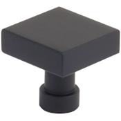 Schaub and Company NOHO 1-1/4 Inch Flat Modern Square Solid Brass Cabinet / Drawer Knob Matte Black
