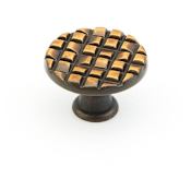 Schaub and Company Mosaic 1-1/8" Designer Round Pressed Cabinet Knob - Made in Italy French Antique Bronze