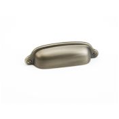 Schaub and Company Country 3" Center to Center Solid Brass Traditional Shell / Cup Cabinet Pull Antique Nickel