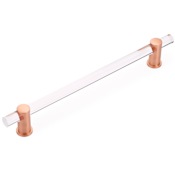 Schaub and Company Lumiere 12" Center to Center Euro Modern Acrylic Bar Luxury 15" Appliance Handle with Solid Brass Mounts Brushed Rose Gold