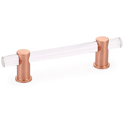 Schaub and Company Lumiere 6" Euro Modern Solid Brass and Adjustable Acrylic Bar Luxury Cabinet Handle / Drawer Pull Brushed Rose Gold