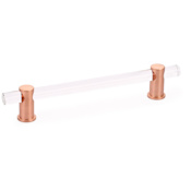 Schaub and Company Lumiere 8" Euro Modern Solid Brass and Acrylic Bar Luxury Adjustable Cabinet Handle / Drawer Pull Brushed Rose Gold