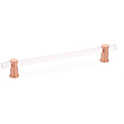 Schaub and Company Lumiere 10" Euro Modern Luxury Solid Brass and Acrylic Bar Large Adjustable Cabinet Handle / Drawer Pull Brushed Rose Gold