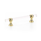 Schaub and Company Lumiere Transitional 4" Euro Modern Acrylic and Solid Brass Adjustable Luxury Cabinet Bar Handle / Drawer Bar Pull Polished Brass