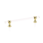 Schaub and Company Lumiere Transitional 6" Euro Modern Acrylic Bar and Solid Brass Luxury Adjustable Cabinet Bar Handle / Drawer Pull Polished Brass