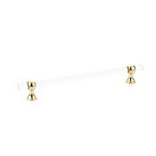 Schaub and Company Lumiere Transitional 8" Euro Modern Acrylic and Solid Brass Luxury Adjustable Cabinet Bar Handle / Drawer Pull Polished Brass