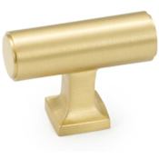 Schaub and Company Haniburton 1-5/8" Urban Modern Solid Brass Luxury "T" Bar Cabinet Knob Satin Brass