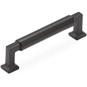 Schaub and Company Haniburton 4" Center to Center Luxury Modern Solid Brass Barrel Cabinet Handle / Drawer Pull Matte Black