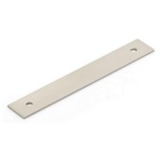 Schaub and Company Pub House Rectangular 4" Center to Center 5" Long Solid Brass Luxury Cabinet Pull Backplate Brushed Nickel