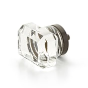 Schaub and Company City Lights 1-3/4" Designer Glam Emerald Cut Glass Luxury Cabinet / Drawer Knob with Solid Brass Base Oil Rubbed Bronze