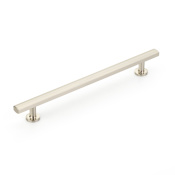 Schaub and Company Heathrow 8" Center to Center Contemporary Solid Brass Bar Handle Cabinet Pull Brushed Nickel