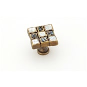 Schaub and Company Avalon Bay 1-3/8" Mosaic Square Designer Solid Brass Cabinet Knob with Mother of Pearl Inlays Estate Dover