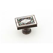 Schaub and Company Avalon Bay 1-7/8" Rectangular Designer Mosaic Cabinet Knob with Mother Of Pearl Inlay White Mother of Pearl / Aged Dover